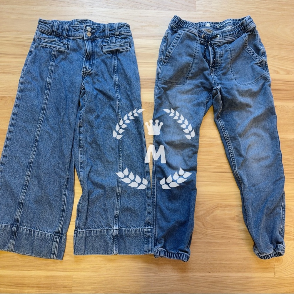 GAP Girls High Stride Wide-Leg Ankle Jeans & Pull on Jogger Size:12